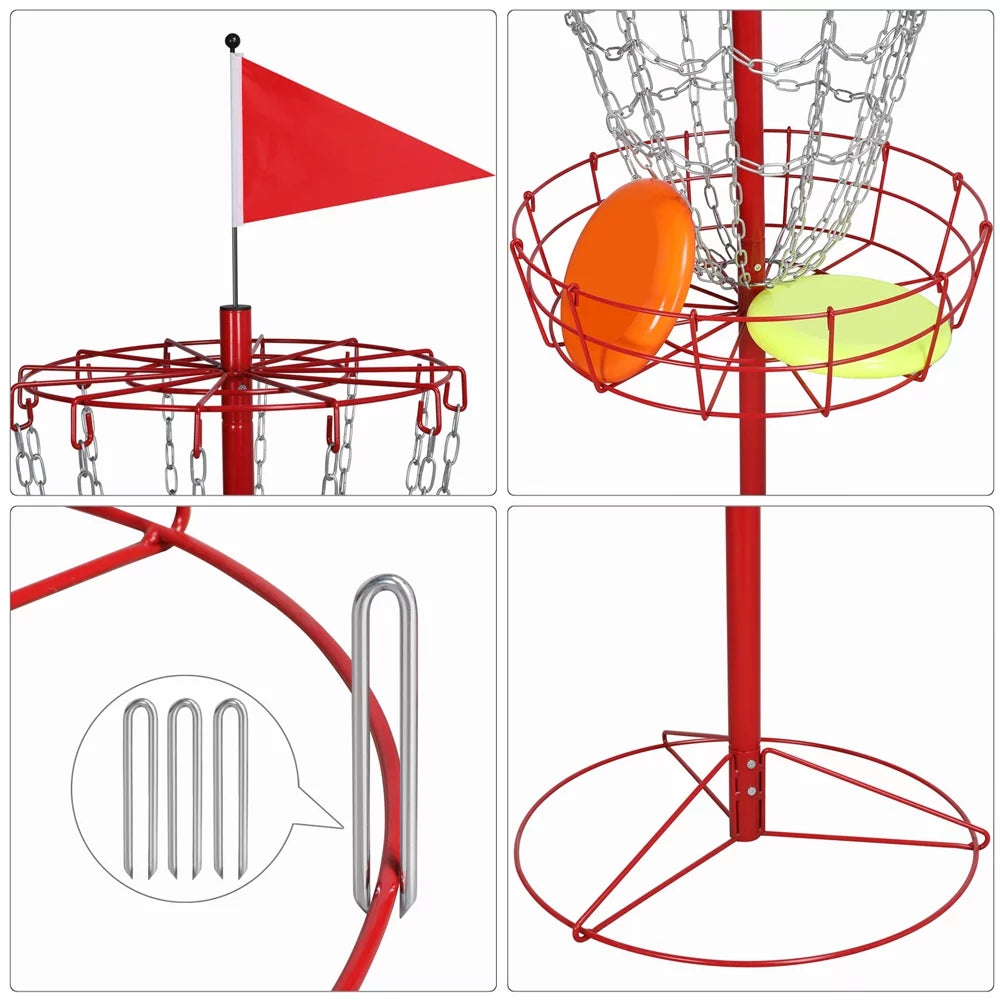 12-Chain Red Baske, Metal Golf Easyfashion Disc
