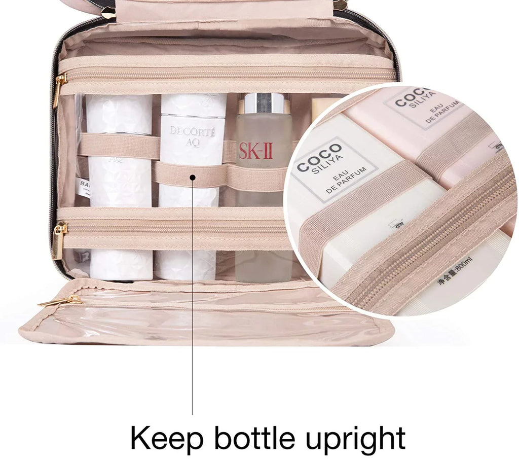 Makeup Bag Toiletry Bag Full with Accessories, Organizer Hook, Shampoo, Sized Toiletries Container, Water-resistant Bag for Hanging Travel Travel Cosmetic