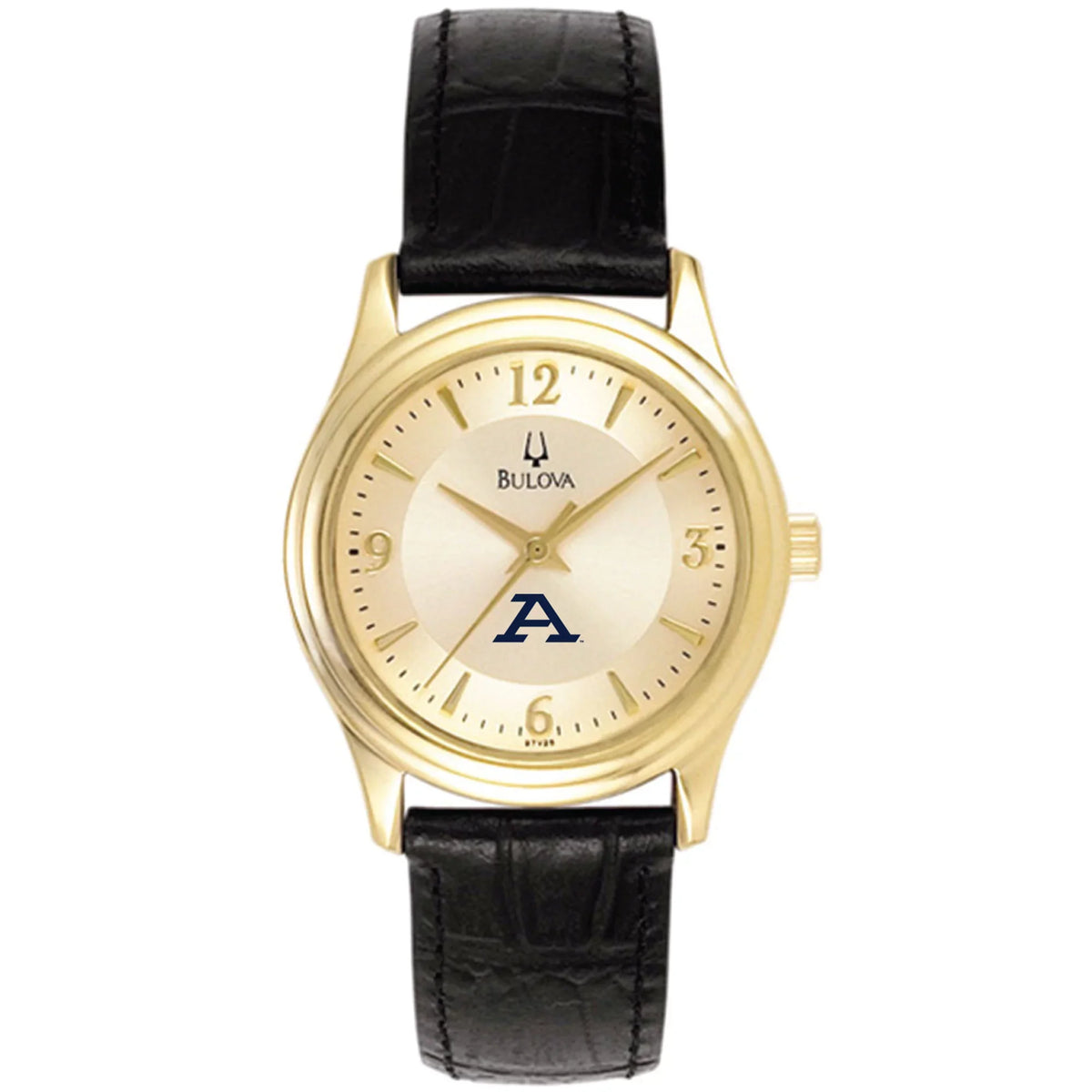 Watch with Bulova Steel Zips Band Leather Akron Stainless Gold/Black Women's