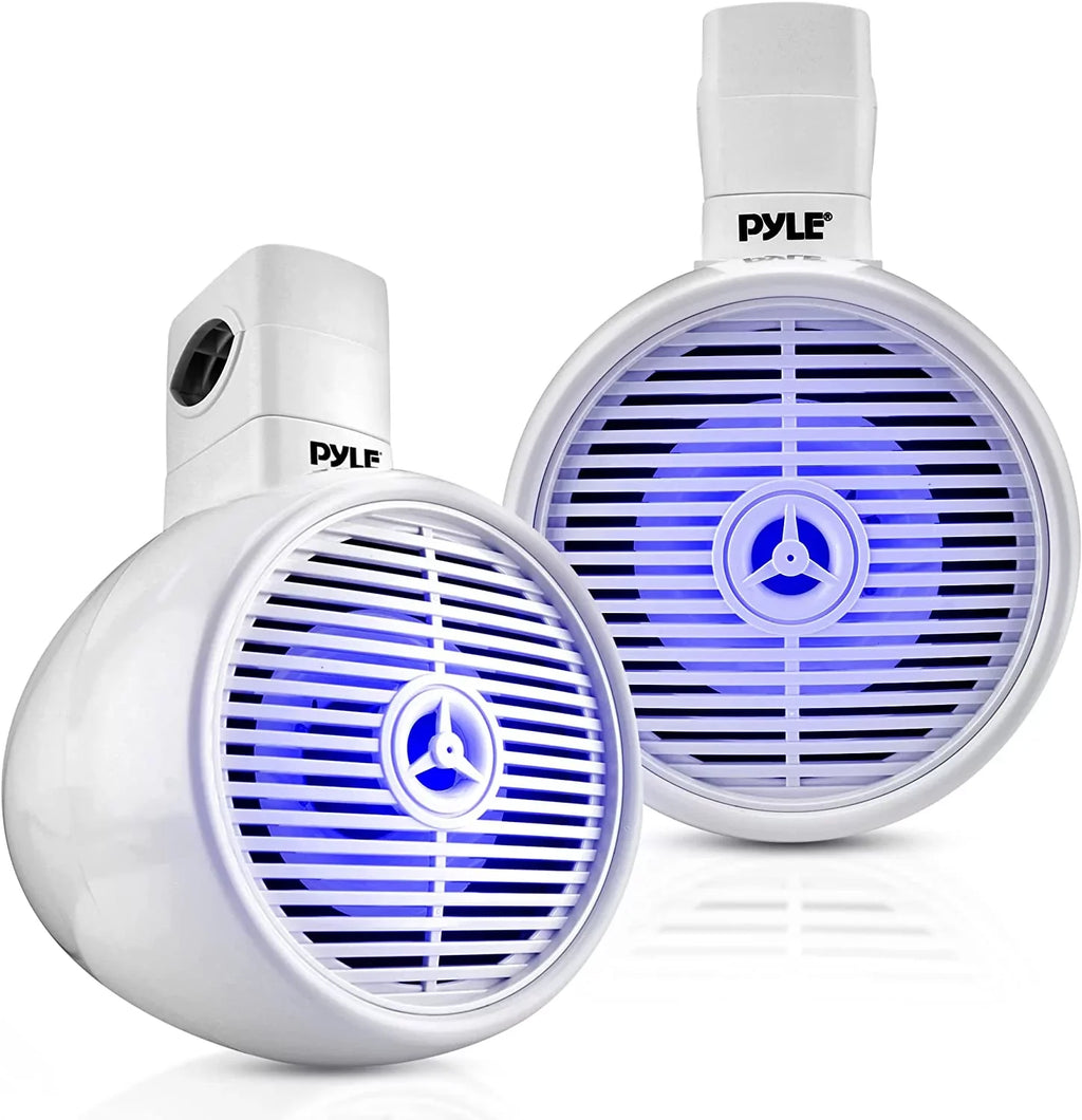 Bluetooth with Box Mini Water Single Lights, White 6.5" Speaker Speaker LED Wakeboard Resistant PLMRWKBT65WT Marine - 2-Way System Built-in