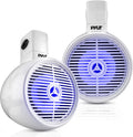 Bluetooth with Box Mini Water Single Lights, White 6.5" Speaker Speaker LED Wakeboard Resistant PLMRWKBT65WT Marine - 2-Way System Built-in