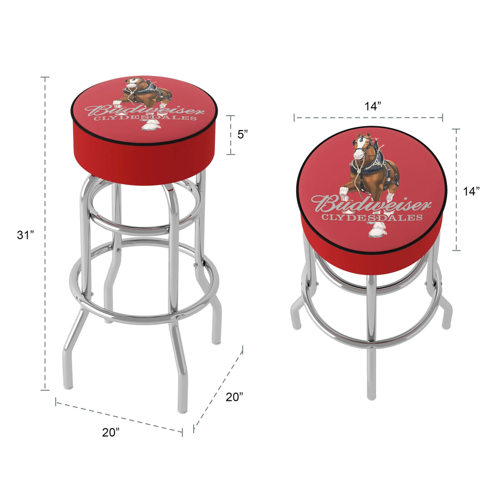 Clydesdale Gameroom Stool new with Seat Bar Red Budweiser Trademark Padded