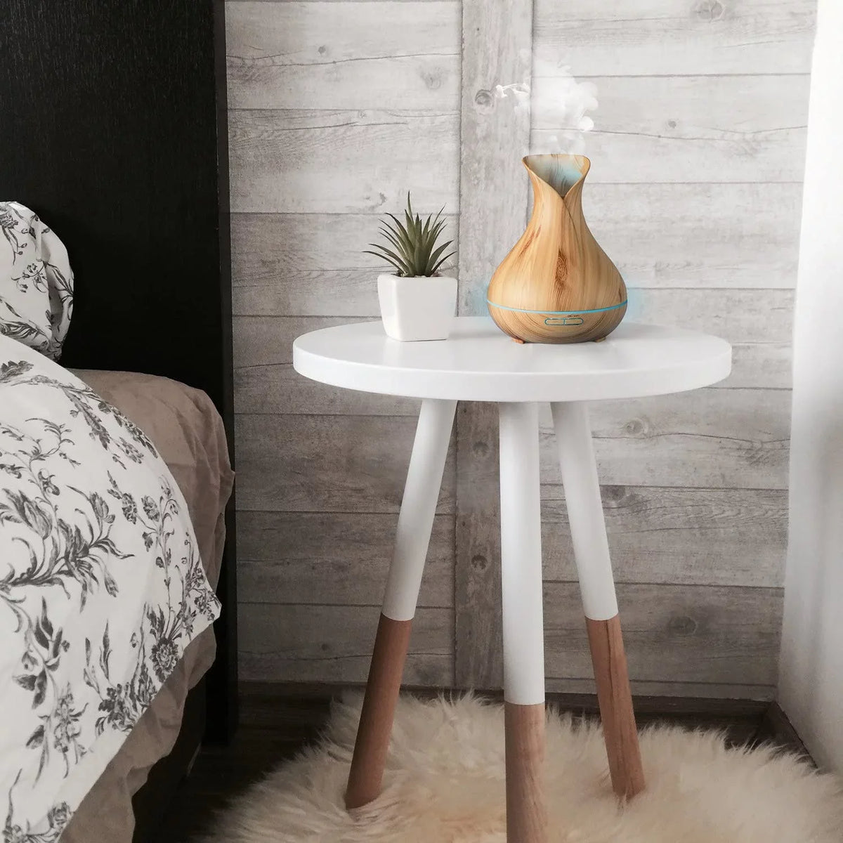 Light Oils, Aromatherapy Smart Essential WiFi Diffuser Wood Sierra Humidifier Home Modern for 400 and ml