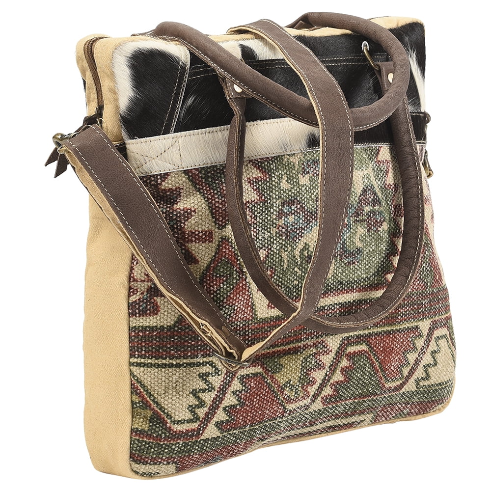 Leather western KB Wool women high quality handbag TOTE bag purse Canvas OHLAY Genuine Upcycled KB110 Hair-on Upcycled