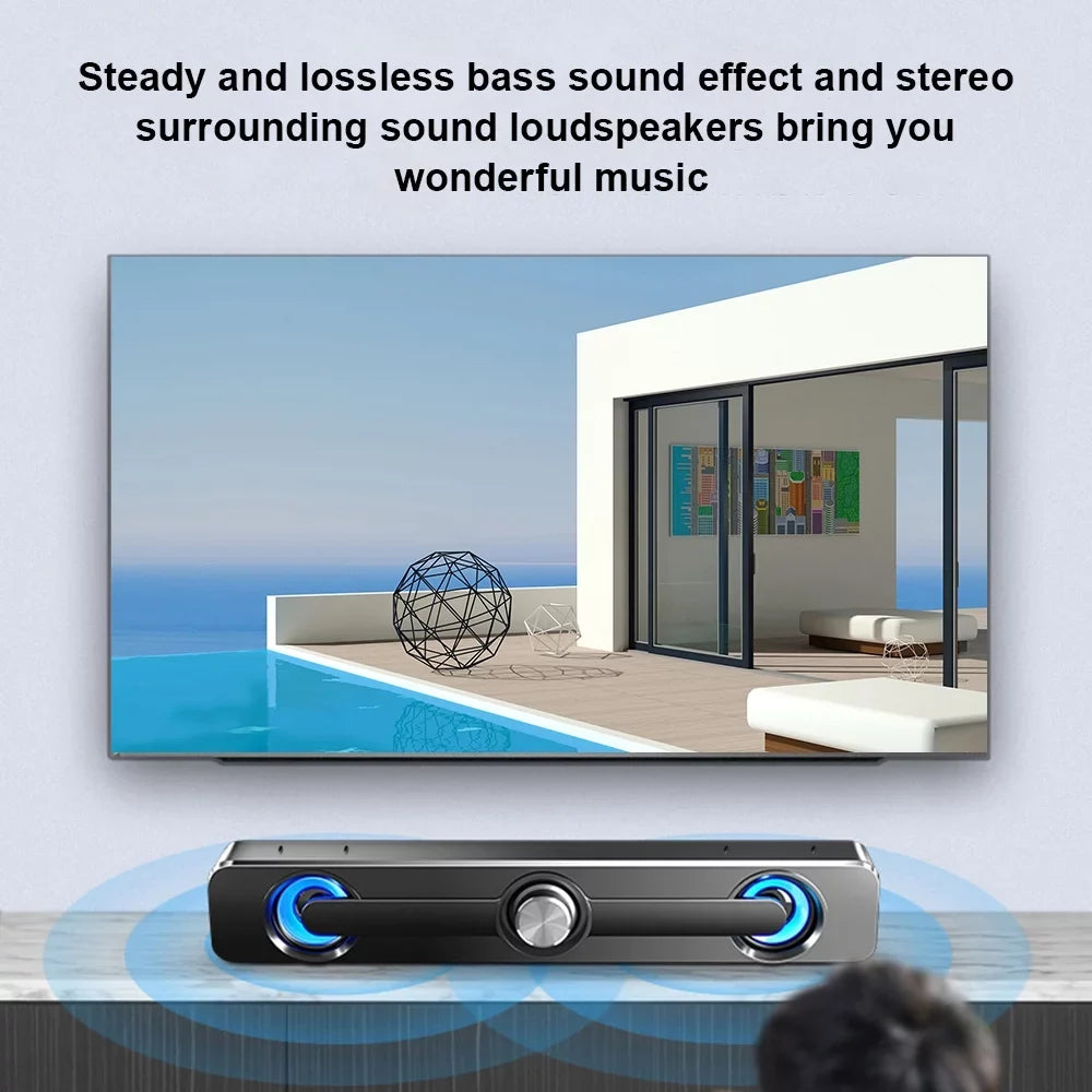 MP4 Tablet Bass PC Powerful Stereo Wired Subwoofer Phone Computer USB Sound MP3 Speaker Surround Box for Speaker Laptop V-111 Carevas Bar