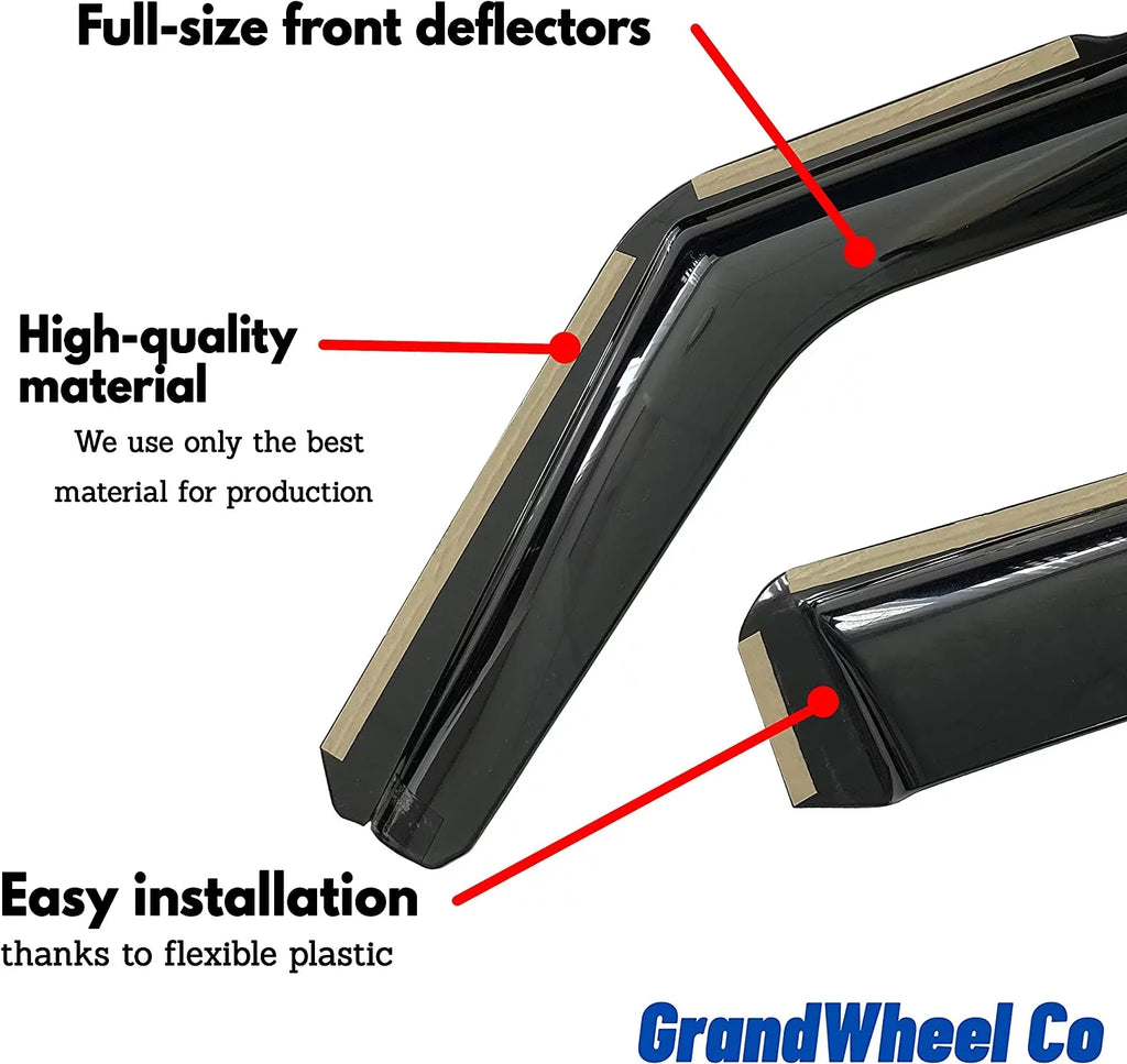 Compatible In-channel 2007-2021 Tinted Smoke Co GrandWheel Double Window Toyota high quality - with 4pcs. GW0114 Deflectors Rain Vent Tundra Side Guards Cab Visor