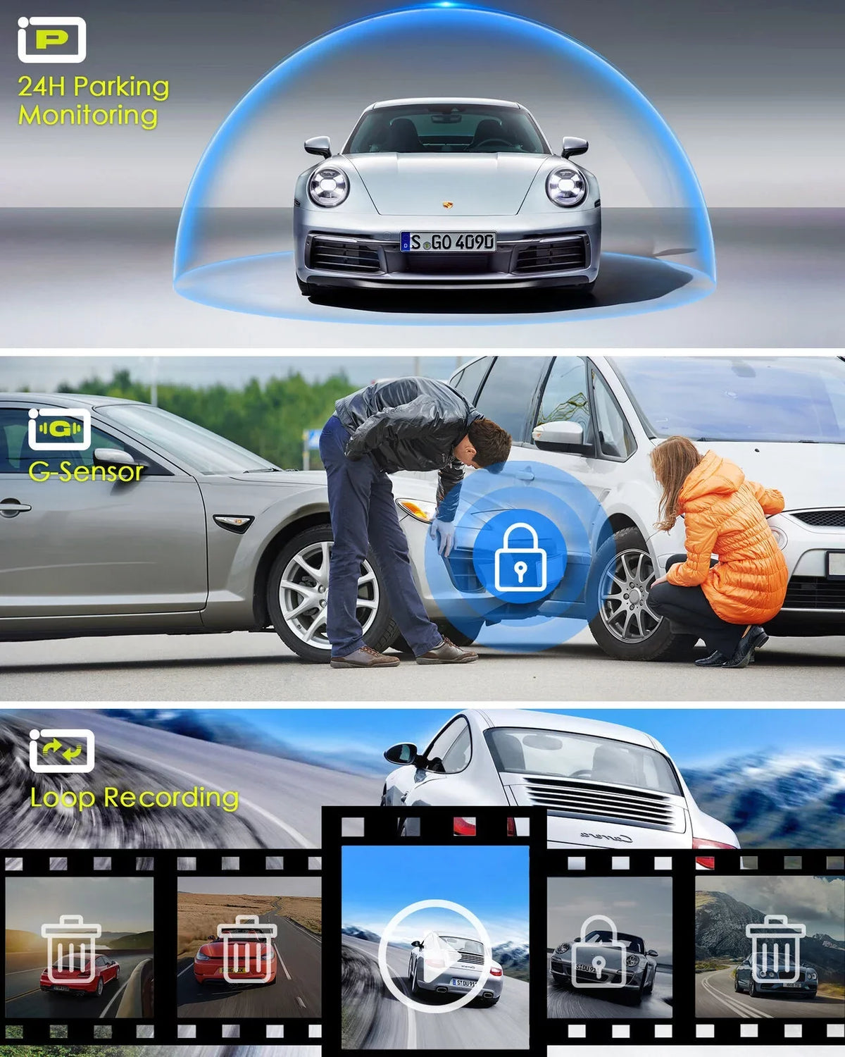 12" Reversing Dual Camera Parking high quality Rear Camera and Cam Dash Monitoring, Vision, Mirror Car Night Front Super Backup 4K Assistance
