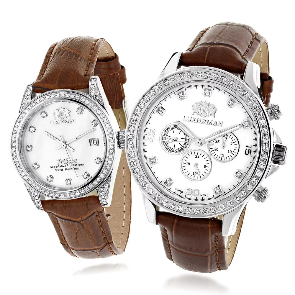 White His MOP Matching Gold and Watches Plated Diamond Watches Hers
