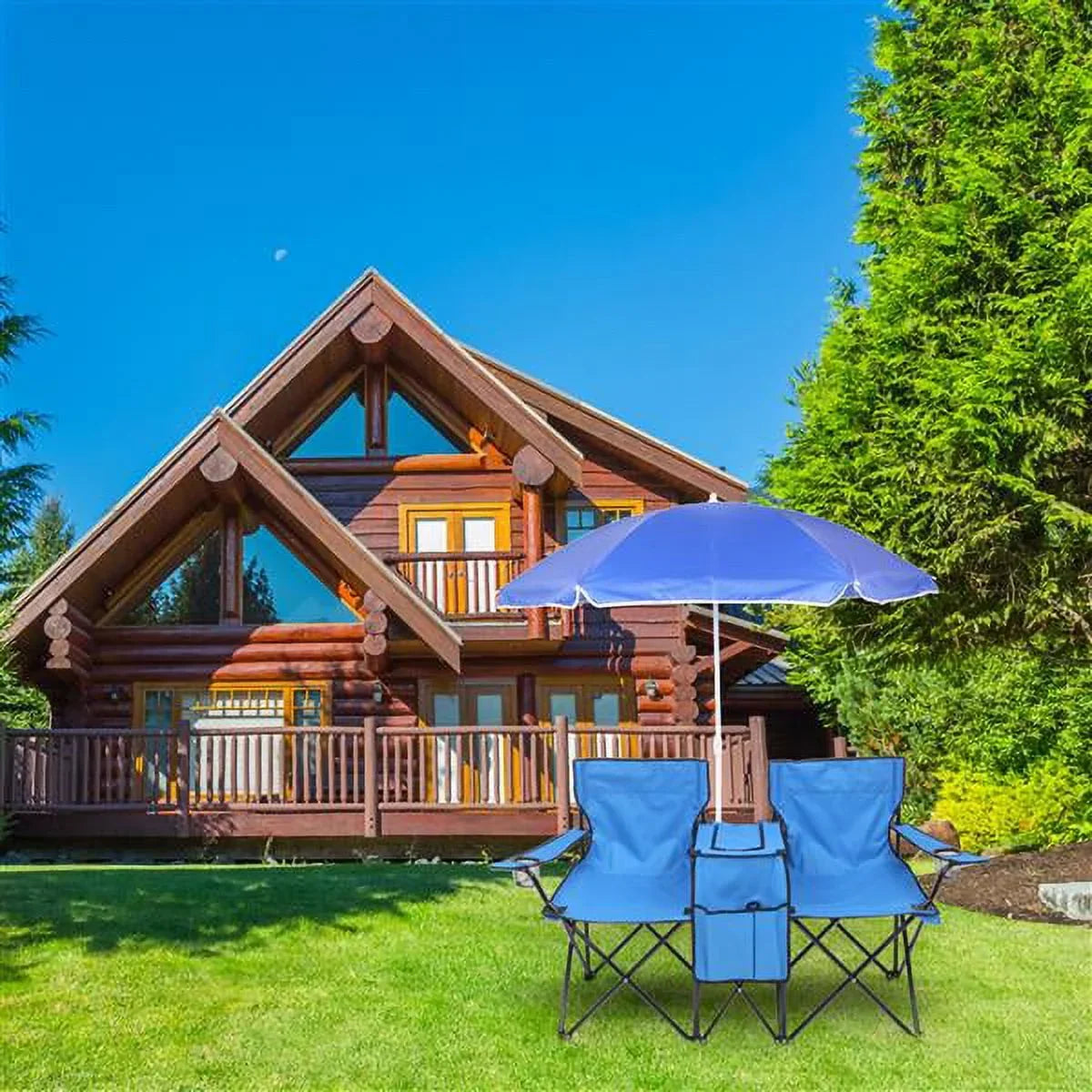 Camping Double Carrying Chair, Portable Folding Holder for Bag, Camping Outdoor Pool with High Beverage Park Blue new SYTHERS Chair, Beach Beach Table Strength Outdoor Patio Chair Mini