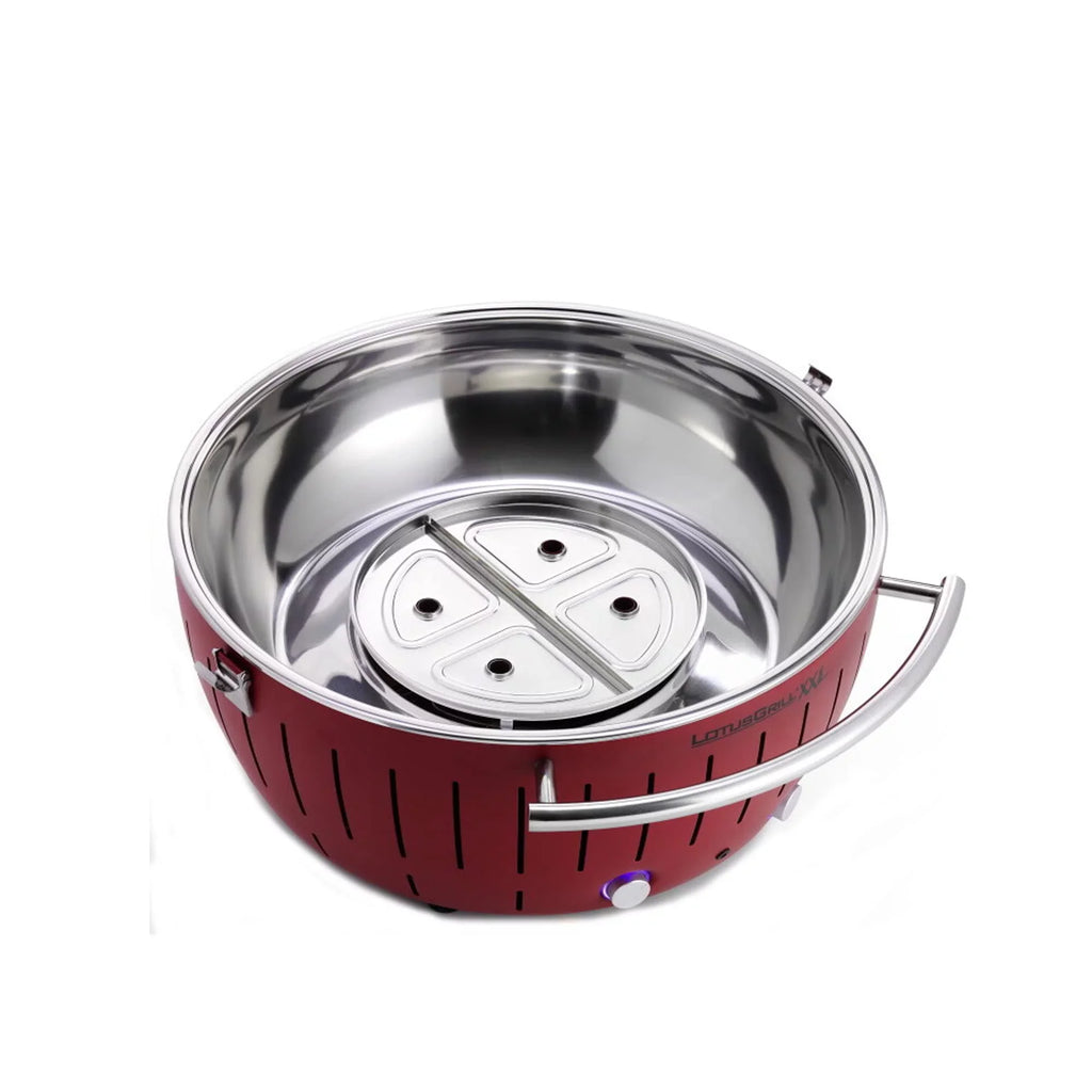 Glass Dining Cover with Lid high quality Stand Outdoor Red for - Smokeless LotusGrill Barbecue and