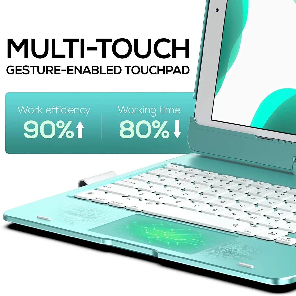 with 10.5, Generation 9th (2020), Pencil (2021), iPad 8th Keyboard Generation Air with 10.2-inch Cover Typecase Pro Protective for Gen, Slim Holder (Seafoam) Backlit 7th iPad 3, Case Wireless Trackpad