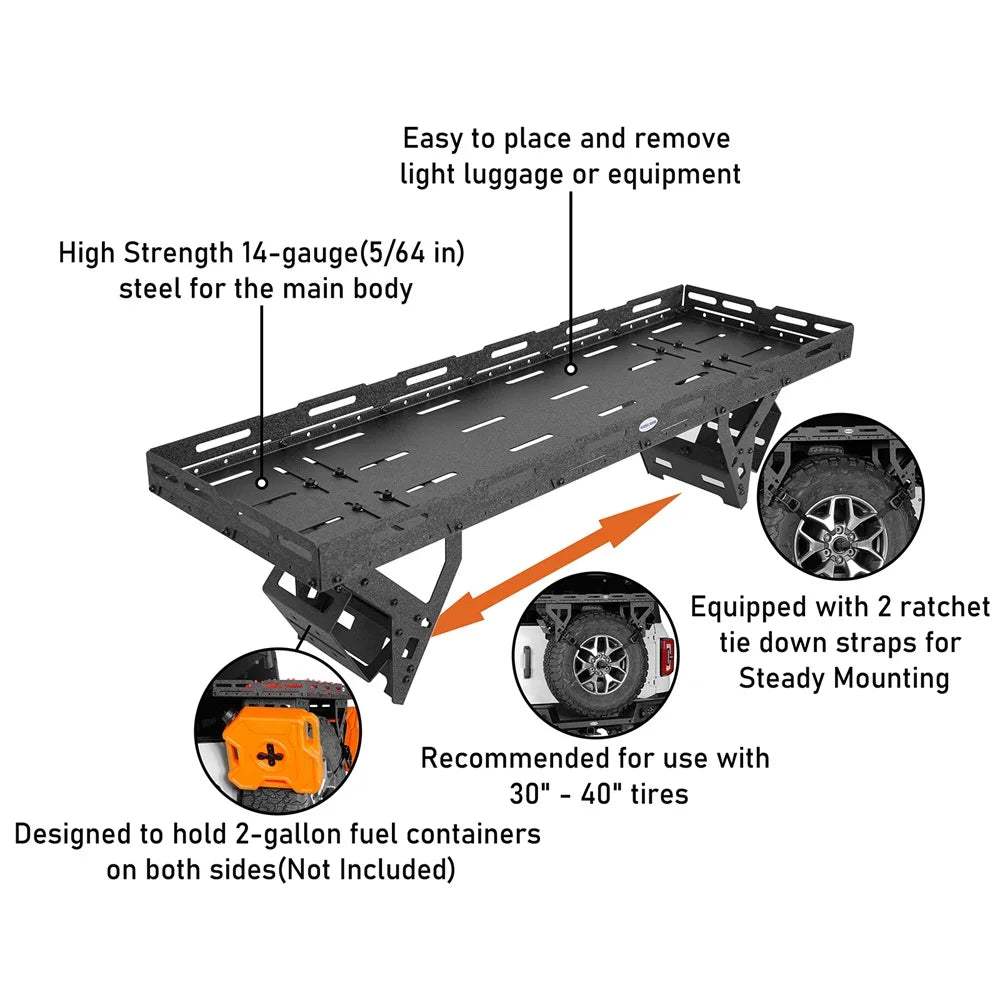 RV Wrangler Jeep Spare TJ Hooke Utility 1976-2024 Bronco Ford classic Tire JL Fit JK Road YJ Basket