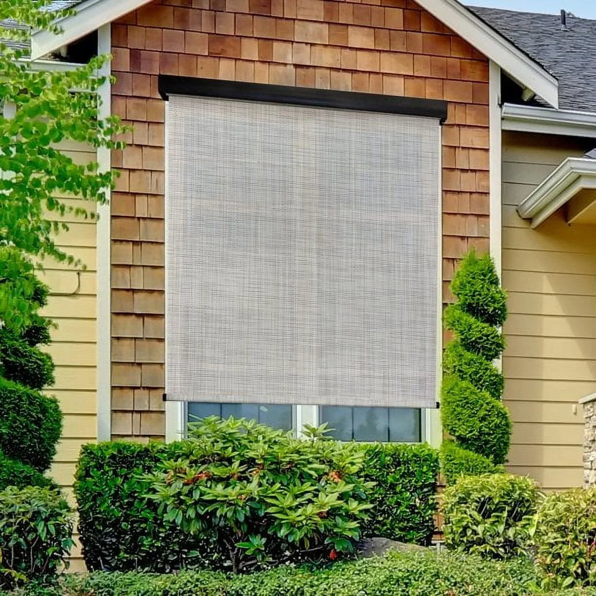 Keystone Brown) Outdoor Patio Wide Shade PVC Sun (Dark 10ft Fabrics Motorized