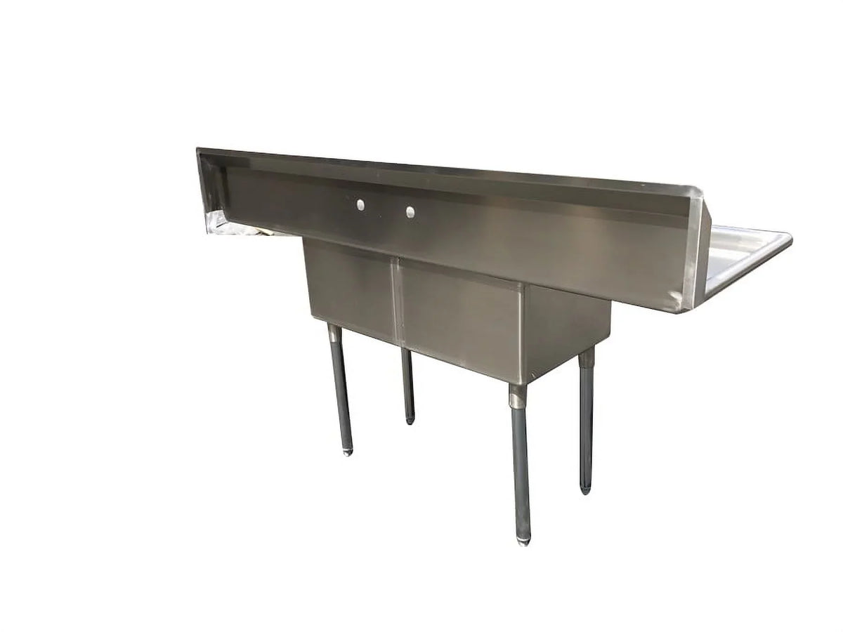 Steel Kitchen Compartment classic Commercial 72" Restaurant Stainless NSF Two Sink