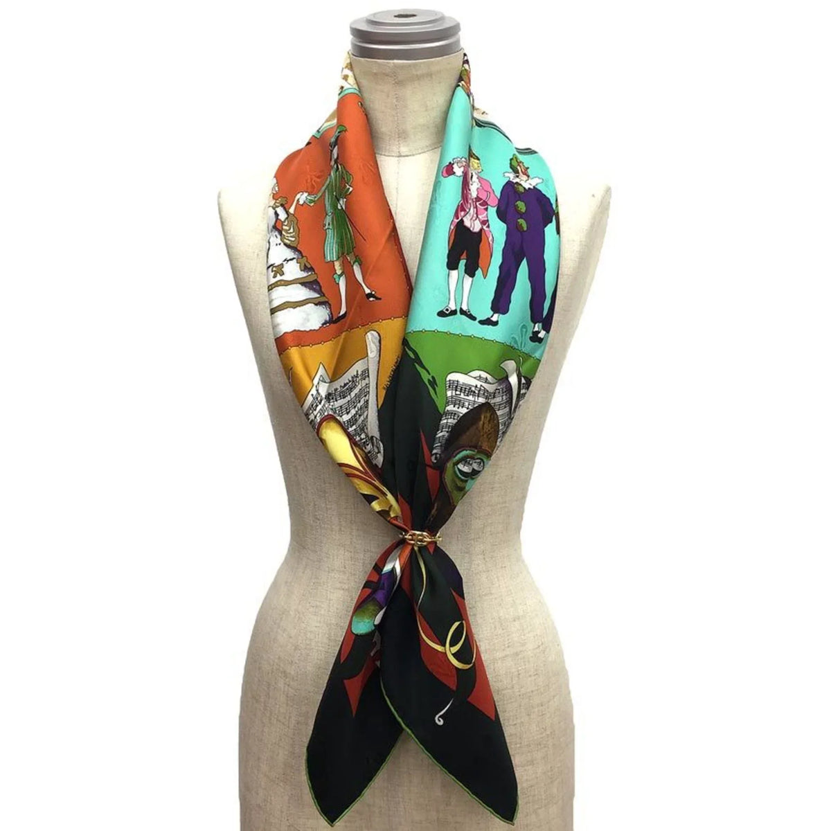 DE Hermes VENISE Orange 90 (Like Green Muffler Silk Pre-Owned CARNAVAL HERMES special edition Carnival Moss New) LE Scarf Carre Venice aq7392 x