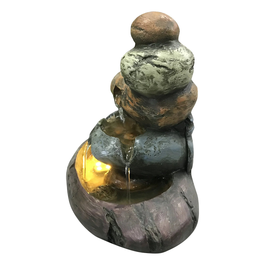 Lights White Multicolour Tabletop With LED Stone Fountain Warm