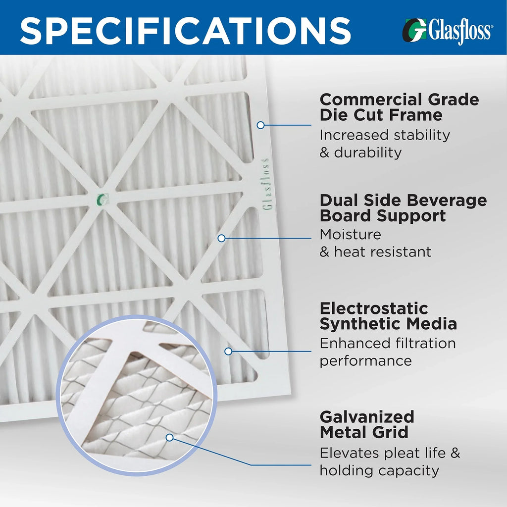 Size: by 13 x 24-1/2 Pleated Pack high quality 7/8 Filters Air Glasfloss. x MERV 14x25x1 13-1/2 of Actual 12