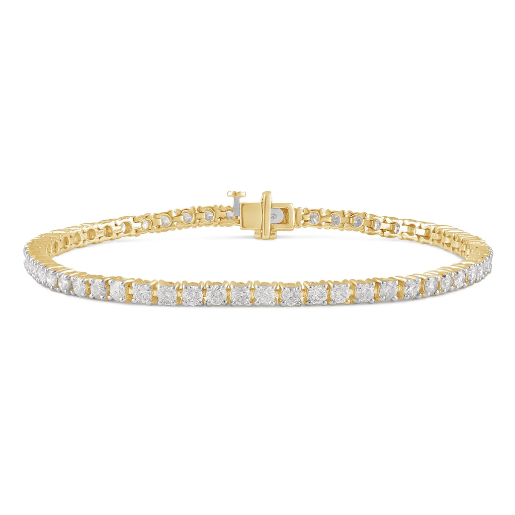Gold, (J, 14K in I2) Round 7" Bracelet Tennis ct Yellow 4.00 Diamond Arista