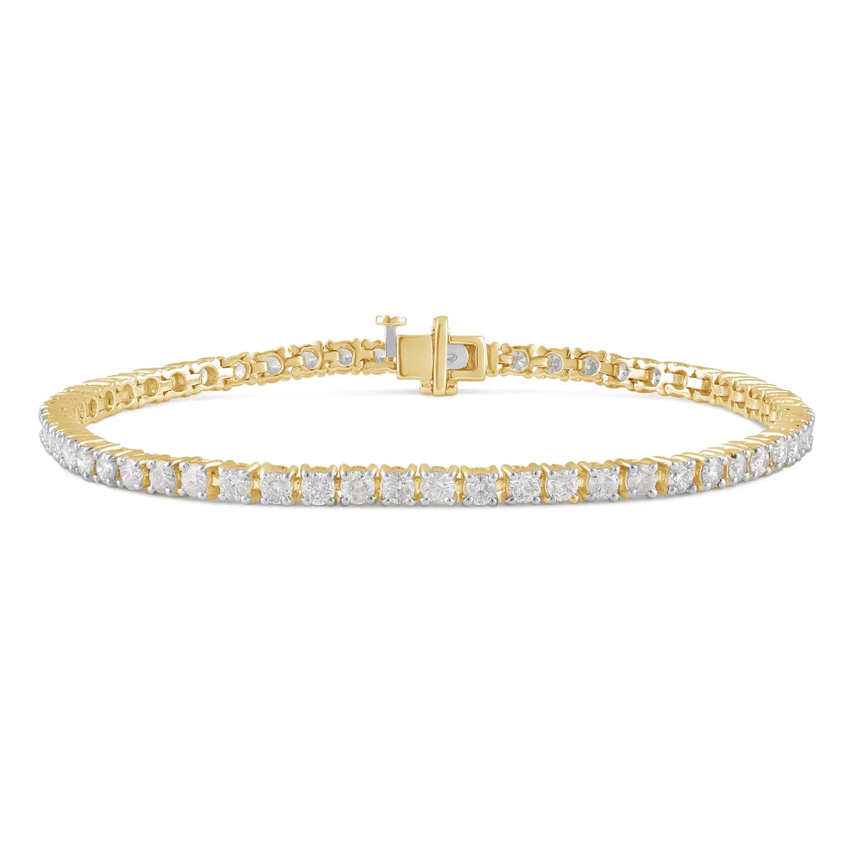 Gold, (J, 14K in I2) Round 7" Bracelet Tennis ct Yellow 4.00 Diamond Arista