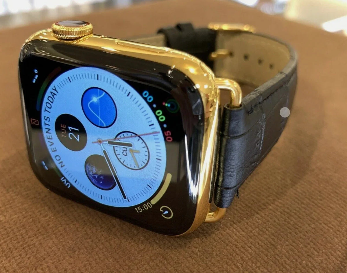 Leather Black Stainless Gold Series Steel 24k Band Custom 9 45mm iWatch