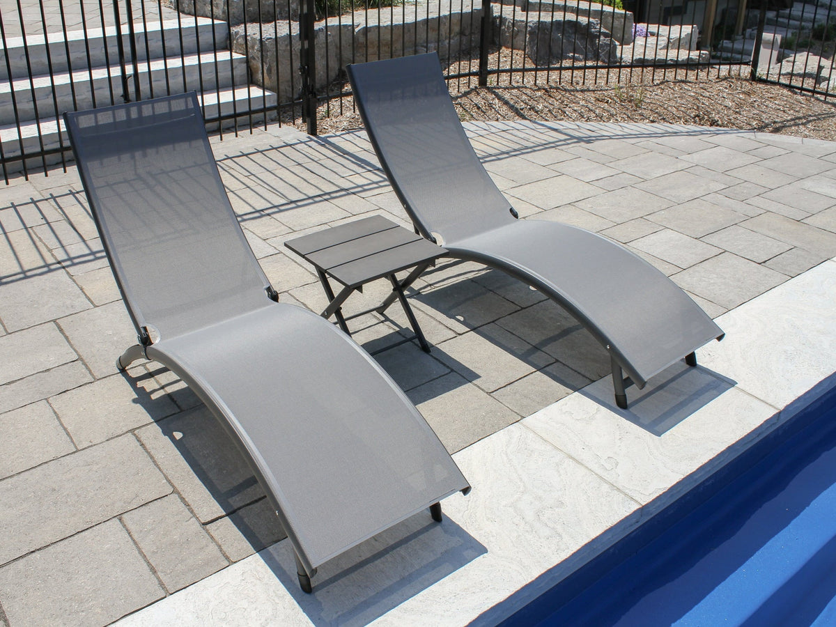 Reclining special edition Black 3 Piece Table The Aluminium and Hamptons 69” Chairs Set Folding Collection