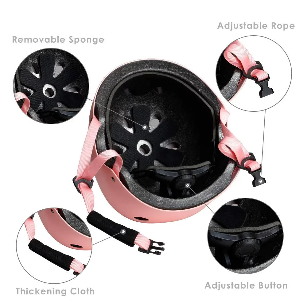 Protective Skating, Elbow Cycling Toddler Pink Gear Knee Pad Small S Bike, Guard Skateboard, Wrist Helmet Youth Set Pad Kids for for Helmet, Adult, SPOFINE Bike