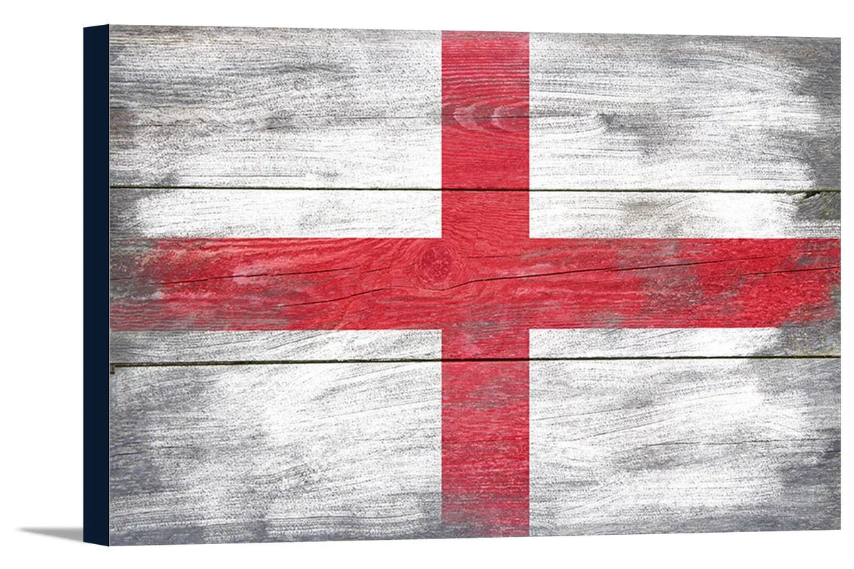 Gallery Artwork Canvas) Press (18x12 - Country special edition England Lantern Stretched Wrapped Flag Rustic