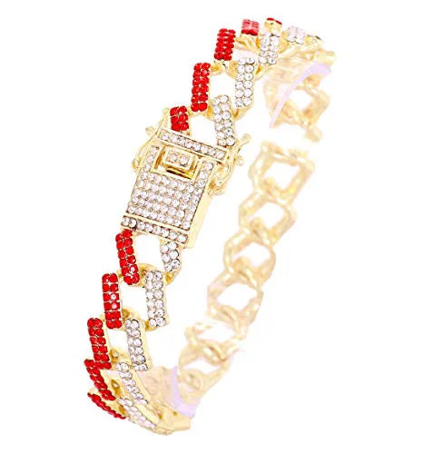 Out Blood Bling-ed Link Gold w/Bling-ed Gold L0504RNB Bracelet ZZ - Luxury ZZ Out Mens Round Red Design Watch