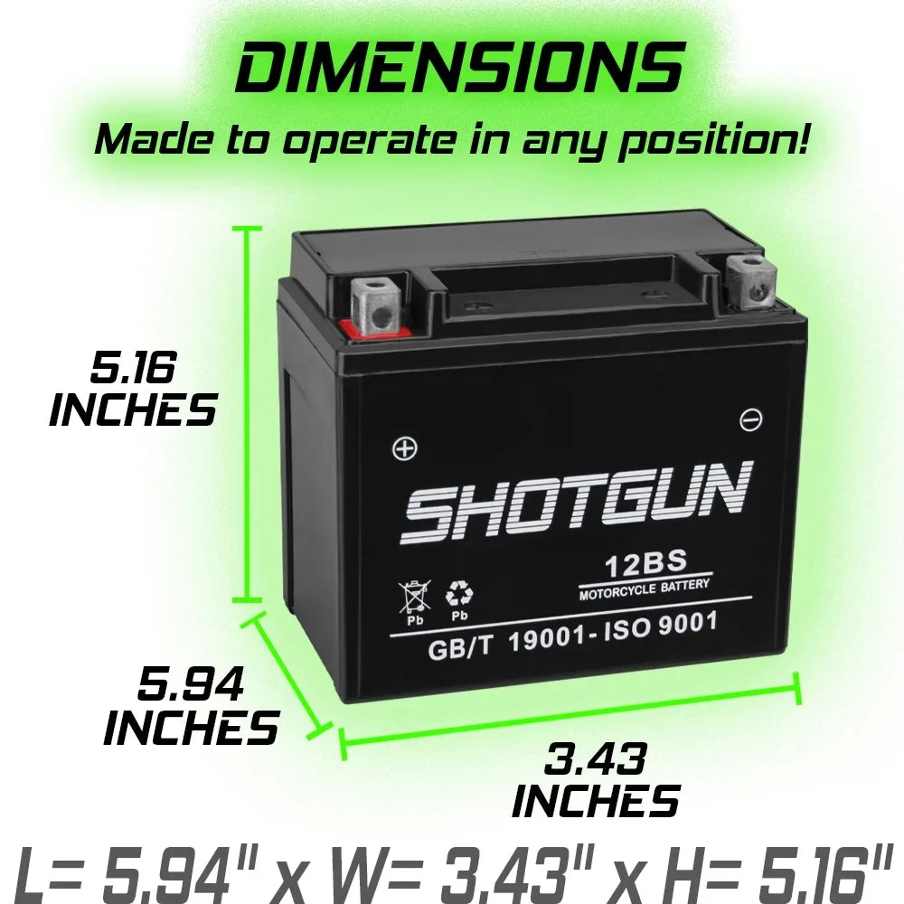 with Battery Compatible Motorsports Suzuki GSX-R1000 Shotgun YTX12-BS