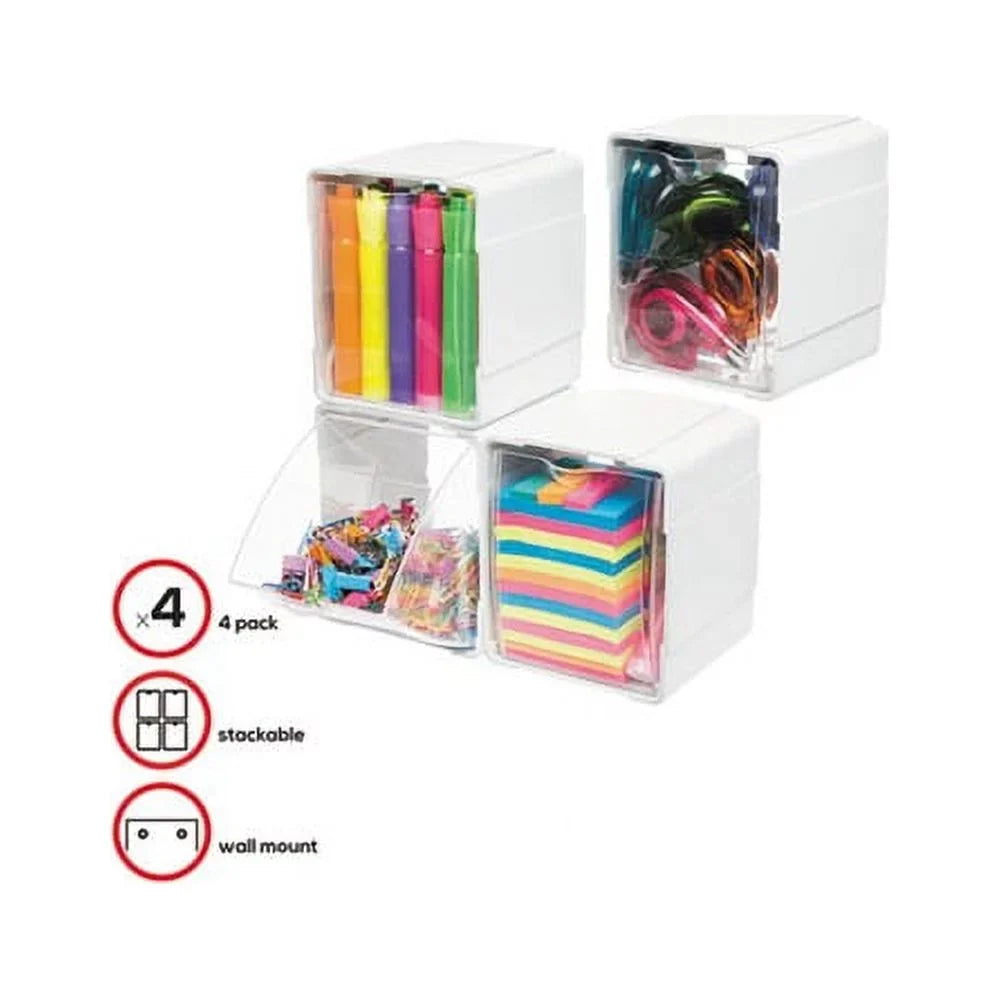 special edition 5/8 White/Clear Bin 4 4 x Organizer 5 Tilt 4-Bin 7/8 1/2, x Interlocking