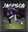 Jackson Season 17" Single Framed x Rushing Lamar Record 15" Yards Quarterback Collage