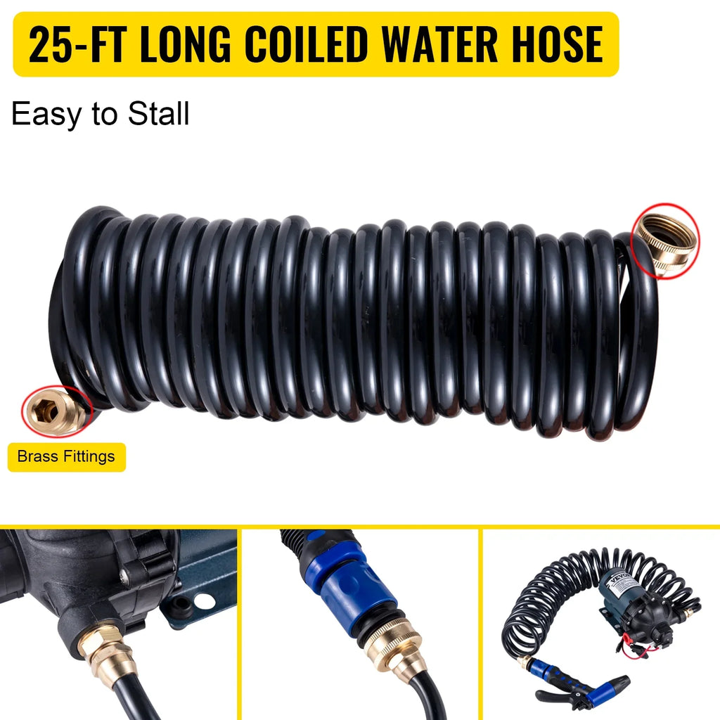 Water RV Marine 5.5 Gallons Pump Washdown BENTISM Water Coiled 25 Per PSI Pumps Automatic 12V 5.3 with Minute 70 for Pump Hose Yacht Boats Diaphragm Caravan Pump Foot Rv GPM