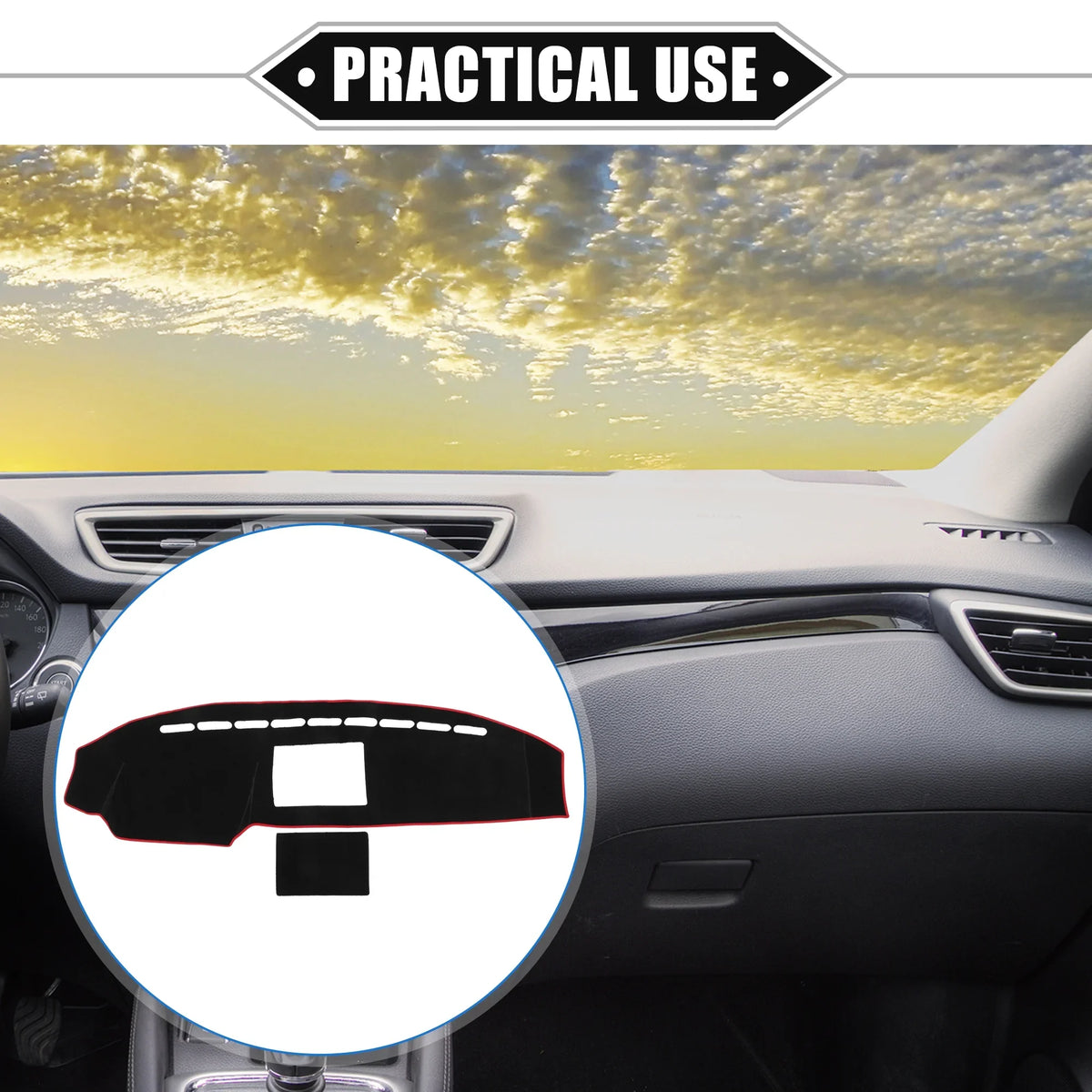 Polyester Dashboard 2008-2014 Unique Bargains Protective Car for Compatible Black F150 Console high quality Center Ford Mat Cover