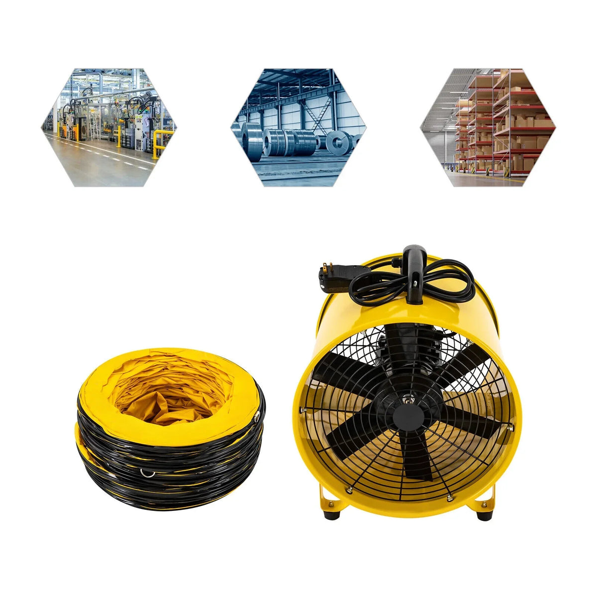 Extractor Portable Home Blower & Noise Utility Fan classic Fume High-Velocity 3178 16-Inches for CFM 32.8ft with Hose, Low 2160 1100W and Duct Exhaust Ventilator, Job Site