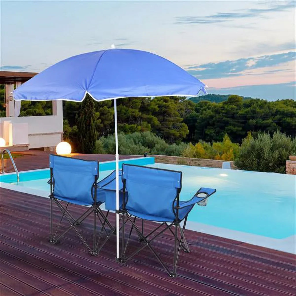 Camping Double Carrying Chair, Portable Folding Holder for Bag, Camping Outdoor Pool with High Beverage Park Blue new SYTHERS Chair, Beach Beach Table Strength Outdoor Patio Chair Mini