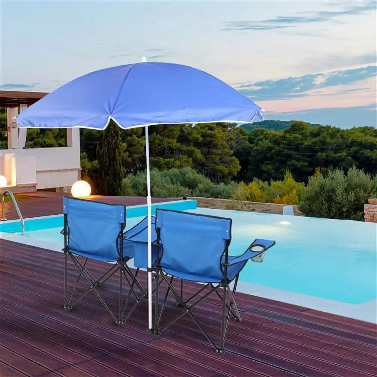 Camping Double Carrying Chair, Portable Folding Holder for Bag, Camping Outdoor Pool with High Beverage Park Blue new SYTHERS Chair, Beach Beach Table Strength Outdoor Patio Chair Mini
