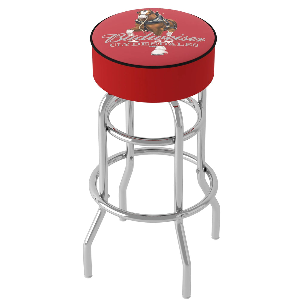Clydesdale Gameroom Stool new with Seat Bar Red Budweiser Trademark Padded
