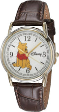 Cardiff Gold Winnie Watch, Silver Alloy Men's Strap Leather and Brown
