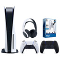 PowerPack Console with Extra PULSE Pack Black Disc Version Charge 5 & Battery 3D Cable and Playstation Headset Bundle Controller, Surge White