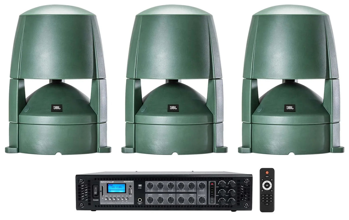 8" (3) Landscape Outdoor 70v Speakers 88M + CONTROL new Commercial JBL Amplifier