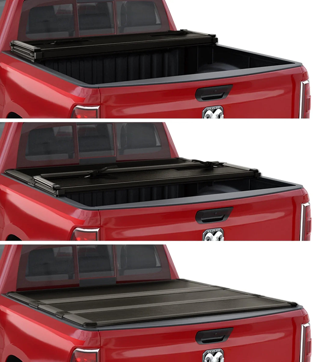 Bed | Ram 6.4ft Bed & 2500 special edition Tonneau 2003-2024 Tri-Fold Cover Kikito | Rambox Hard Truck System FRP 3500 (74.6in) 1500 Without Deckrail for Professional