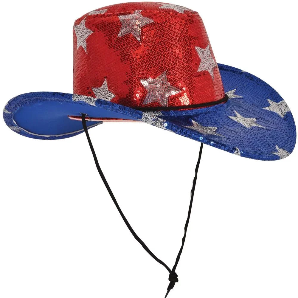 Sequined Hat Patriotic Cowboy