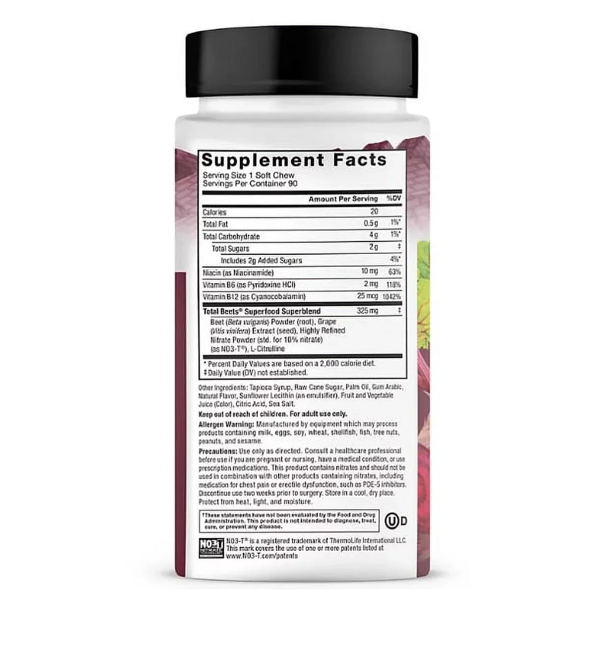 Superfood Beet Acai Chews, (90 Root Total Force Soft Berry ct.) Factor classic Beets,