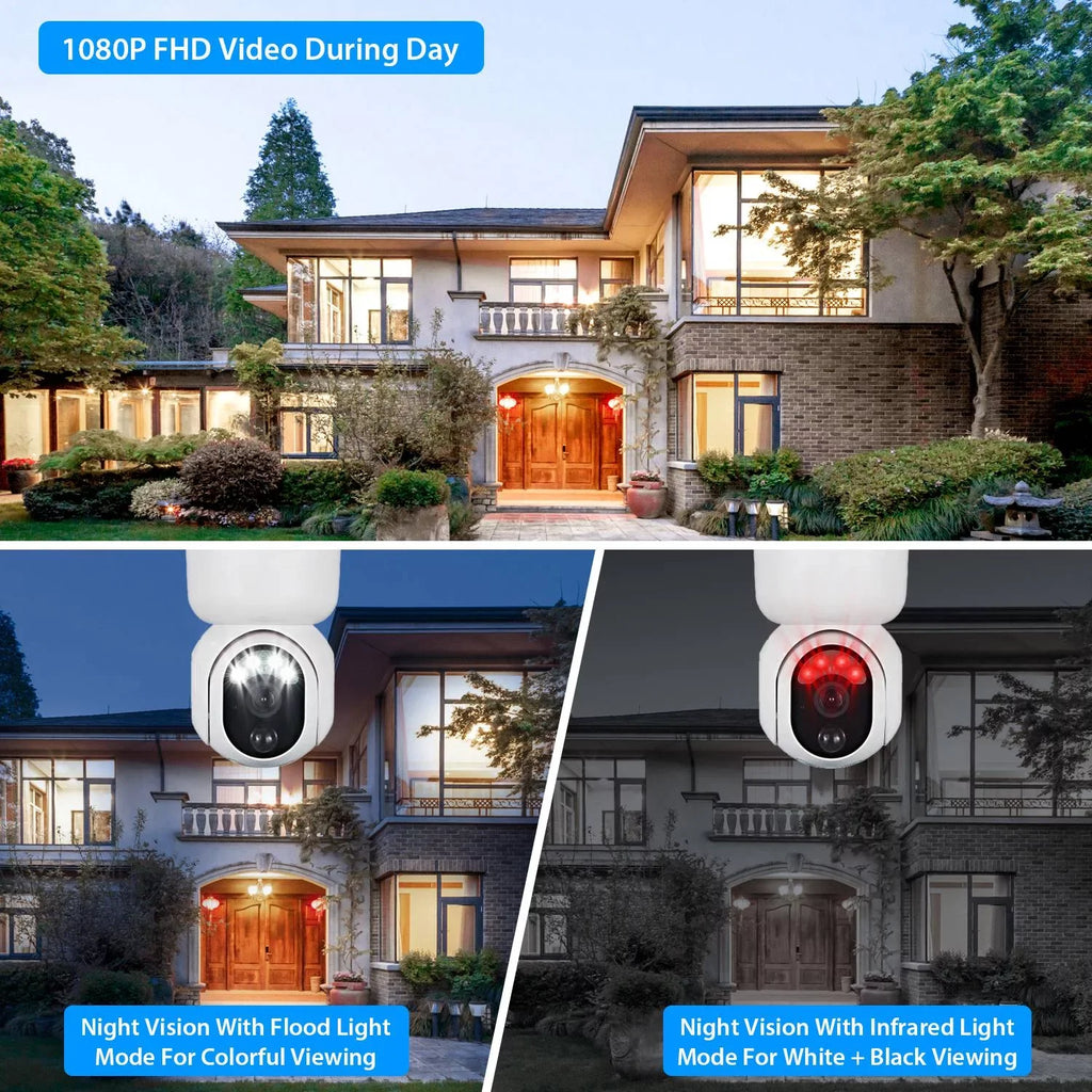 Vision Wireless Audio Siren 2-Way Night Detection Human Home Light WIFI Camera Surveillance Security Camera special edition Powered Color Flood Outdoor 1080P Solar Battery for iMounTEK
