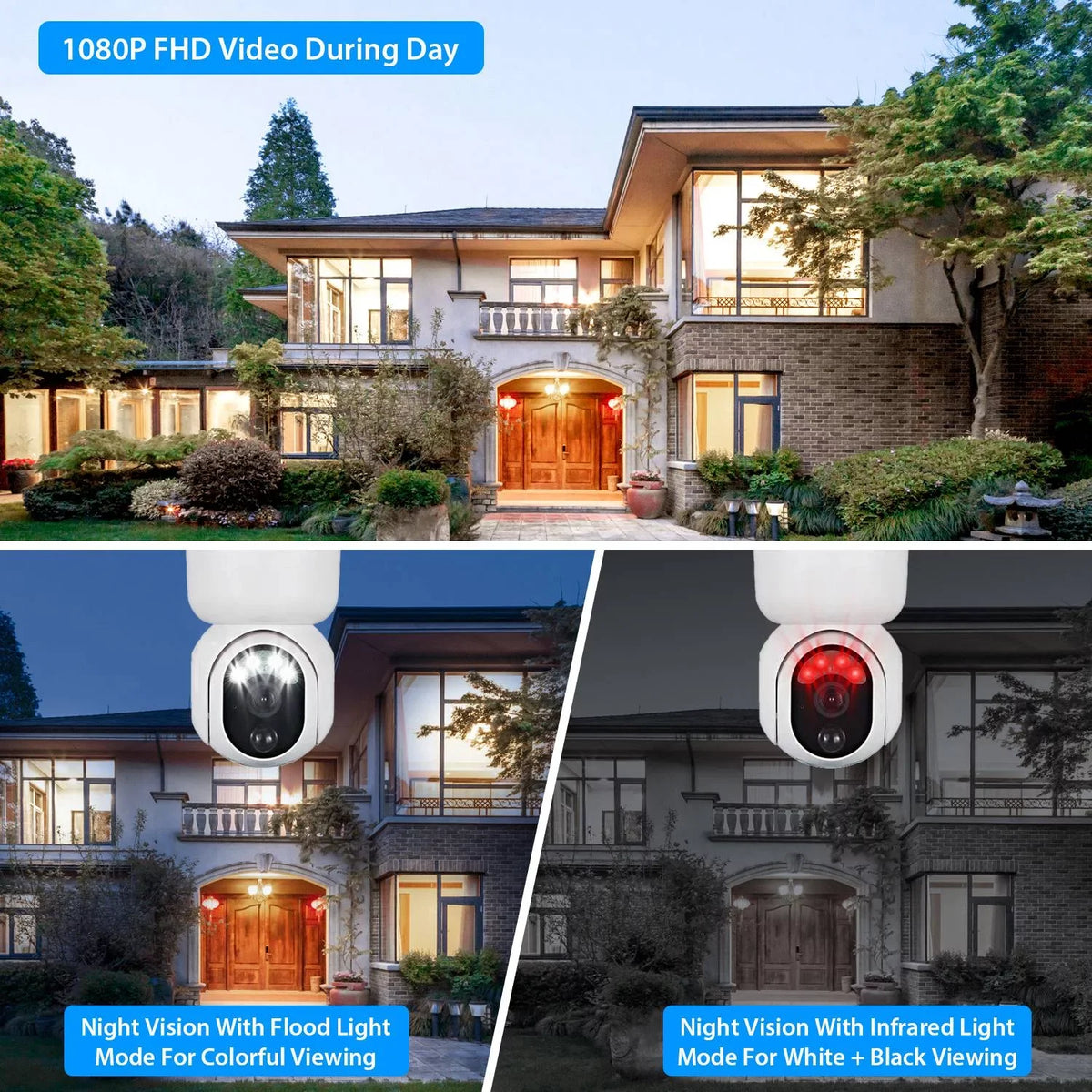 Vision Wireless Audio Siren 2-Way Night Detection Human Home Light WIFI Camera Surveillance Security Camera special edition Powered Color Flood Outdoor 1080P Solar Battery for iMounTEK