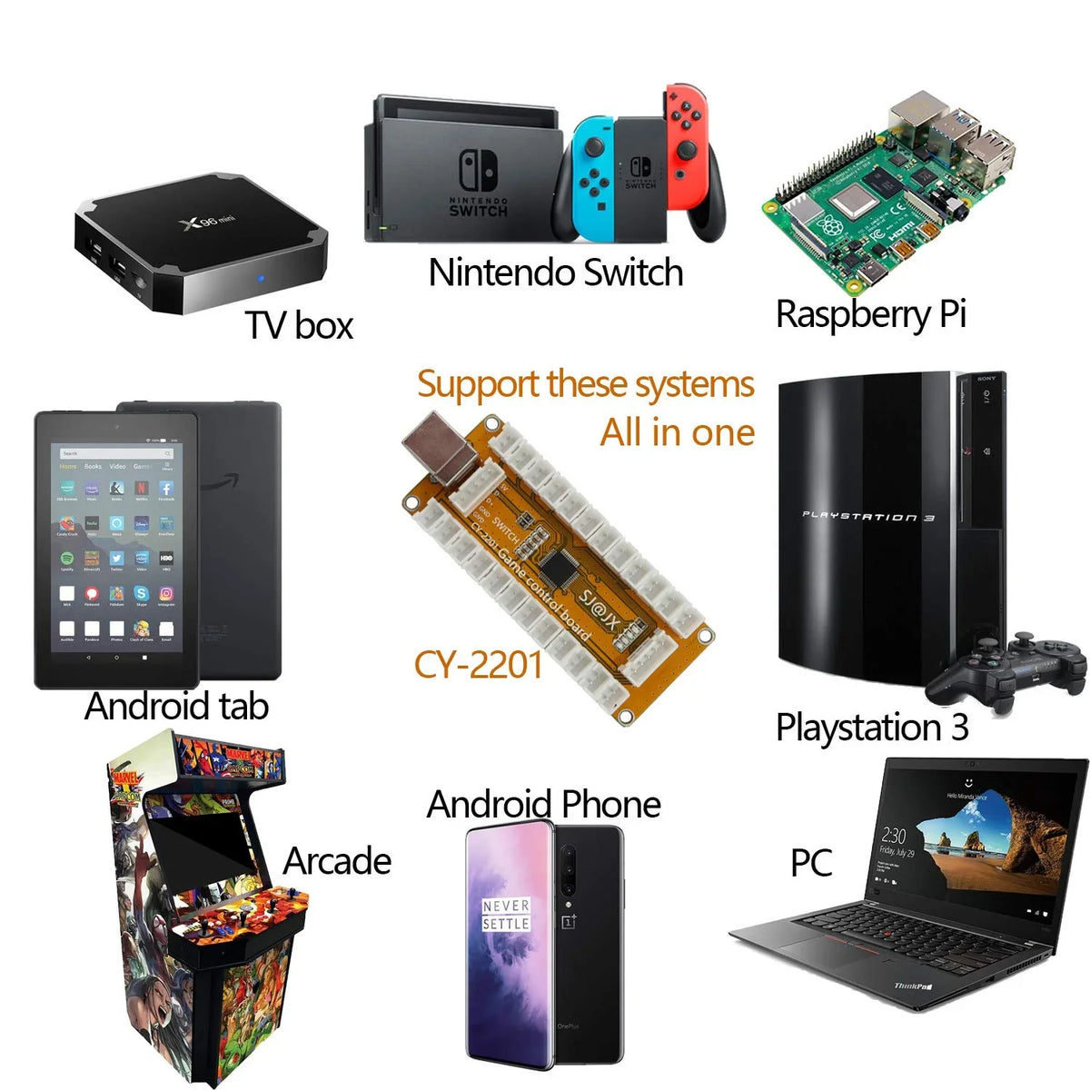 Controller Pi Player SJ@JX Cherry Game Nintendo 2 for Gamepad Arcade USB PC Microswitch Switch Raspberry MAME Joystick 8way PS3 Encoder Retropie Button MX