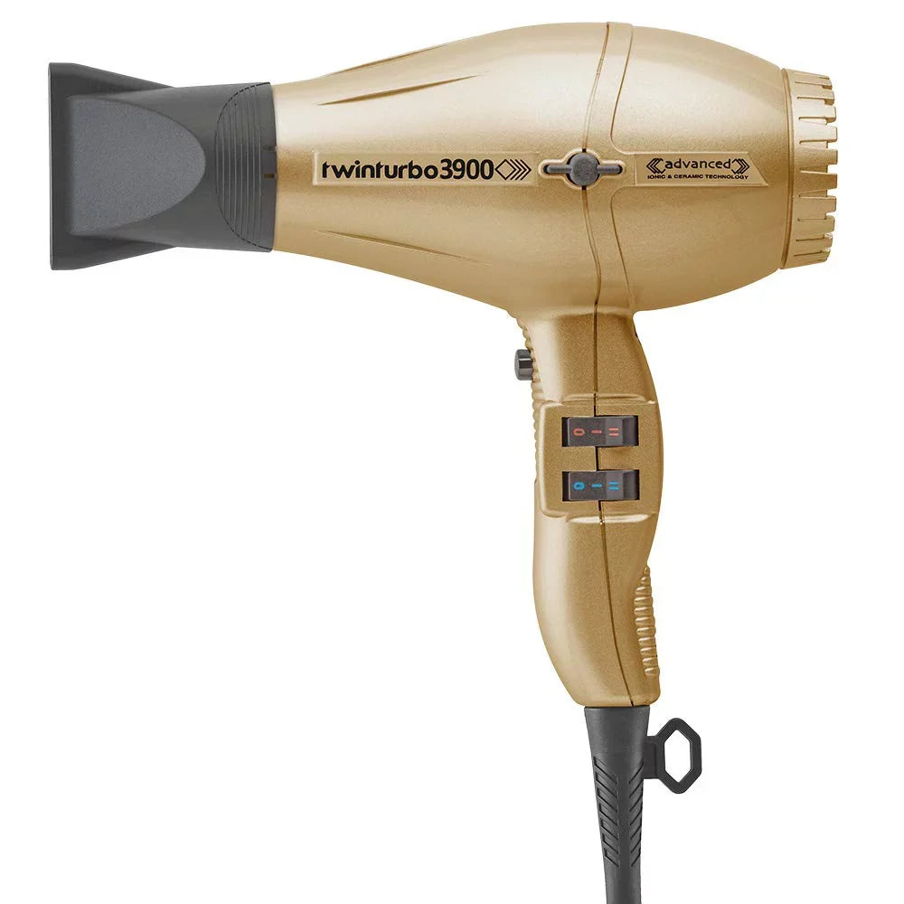 Black Ionic Attachment - 3900 TwinTurbo Eco 2 Hot Power (Bundle Ceramic Gold Dryer Items) & Advanced Turbo trendy and Friendly Blow Technology Hair