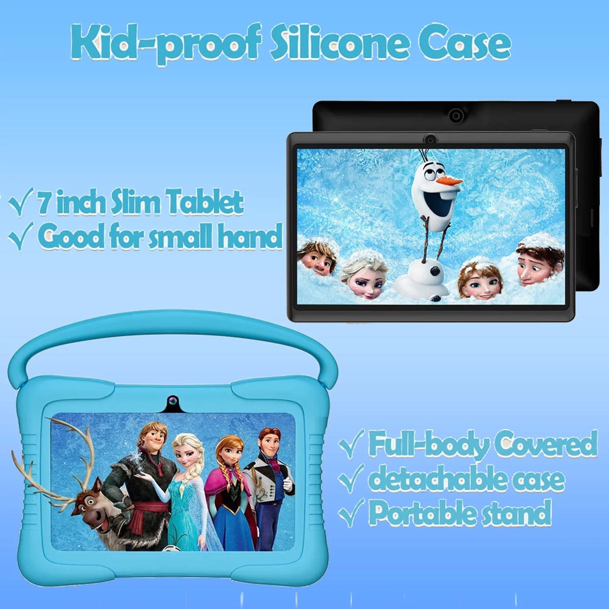 Netflix Learning trendy Hulu,Blue Android Tablet,Toddler Bluetooth,Wifi,Parental Control,Dual Tablet Tablet,32GB Tablet,7 Play,Youtube inch Kids with Camera,Google 11 Antemper ROM Storage,Kids