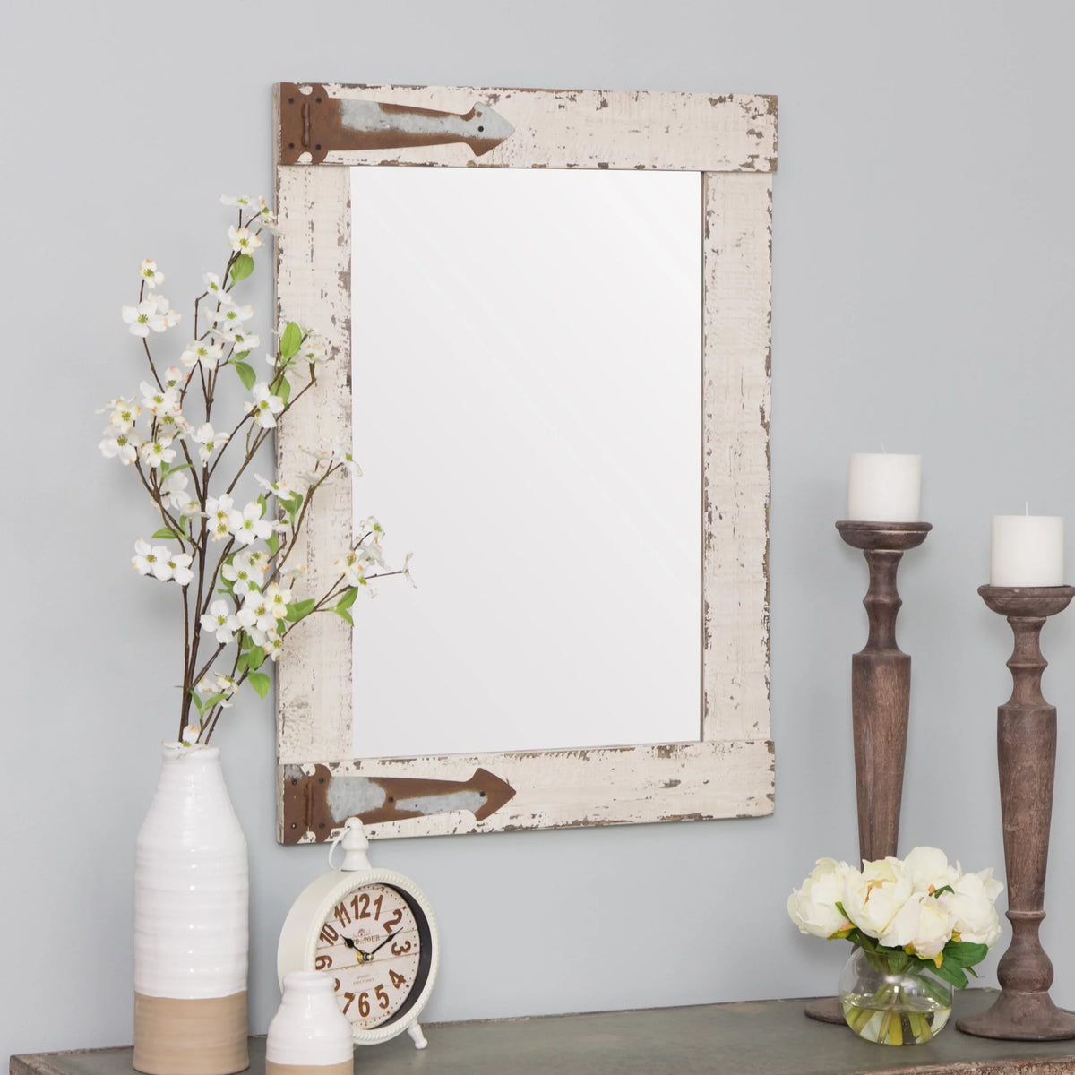 Farmhouse Mirror 30" Aspire Wall by Serenad x 22" White