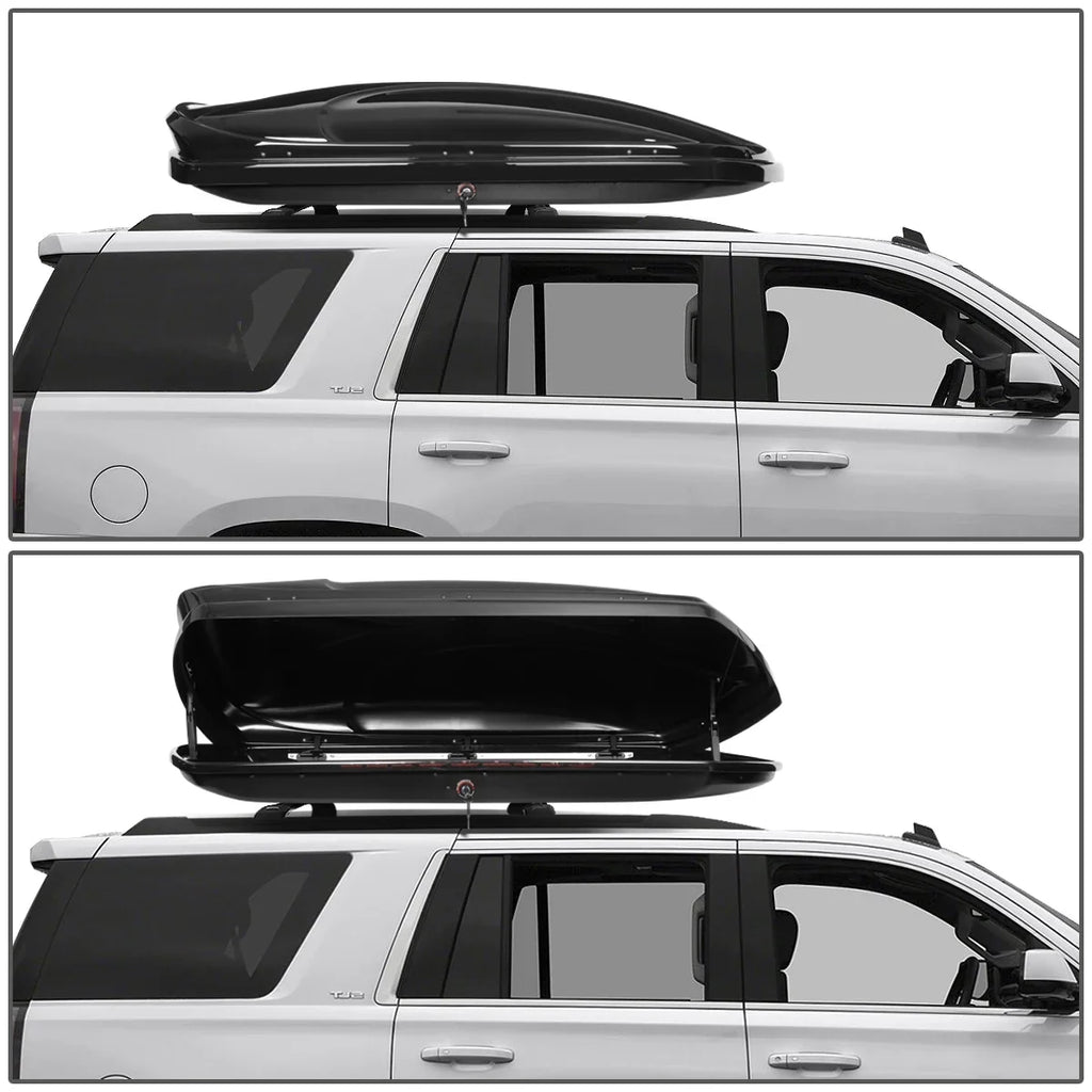 Opening Escalade Yukon DNA Side Chevy 2015 XL Suburban ESV 18 Box Rail Roof Top Dual Storage GMC For Tahoe 16 Bar Keys PT-ZTL-8128-BK Cross Cargo Motoring to Aluminum 2019 + Side w/ 17 Cadillac